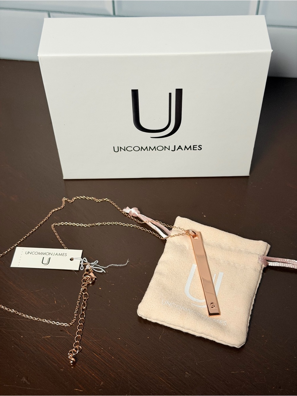 Uncommon James Rose Gold Initial S Vertical Bar Necklace